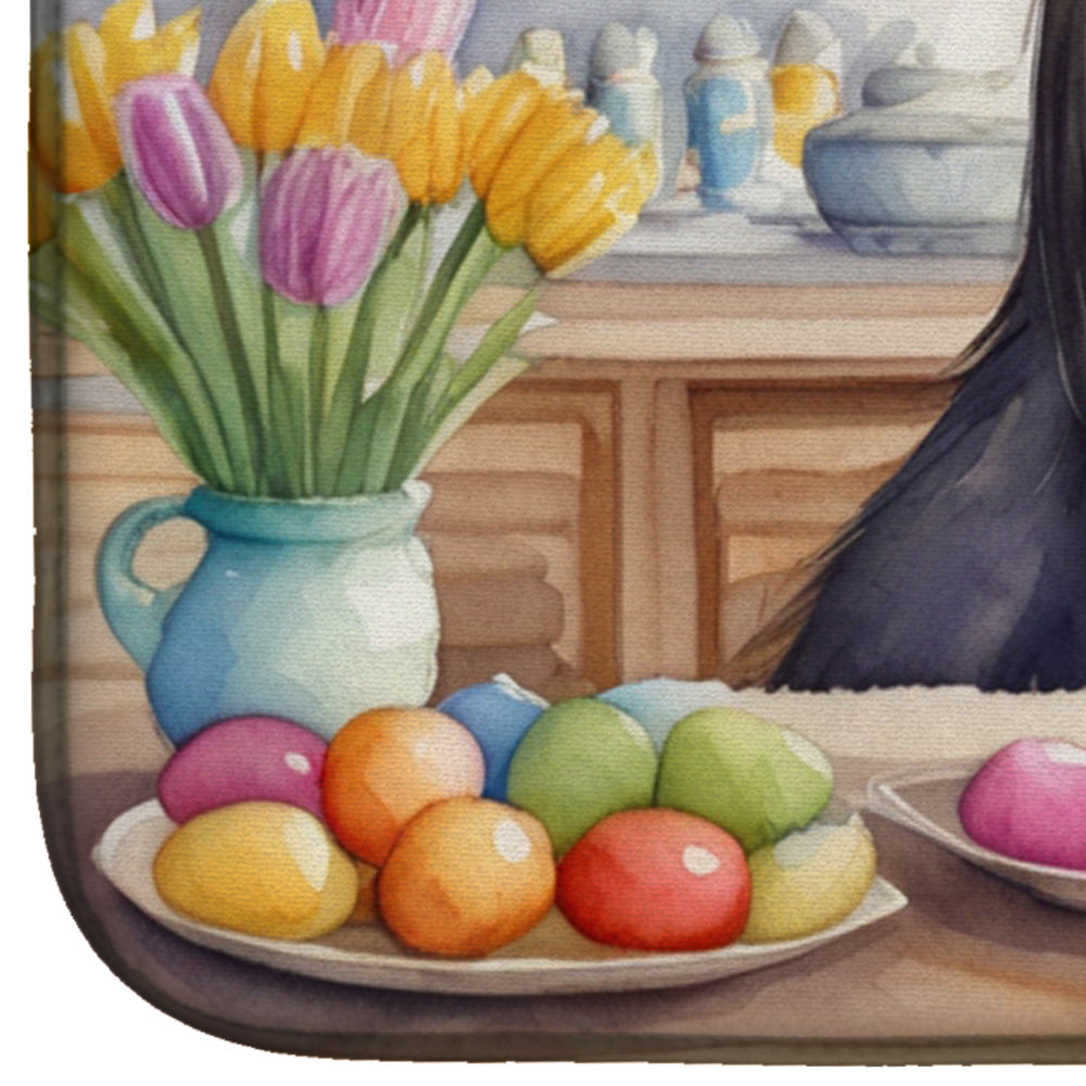 Decorating Easter Afghan Hound Dish Drying Mat Absorbent Dish Drying Mat Pad for Kitchen Counter Dish Drainer Mat for Countertop, 14 x 21", Multicolor