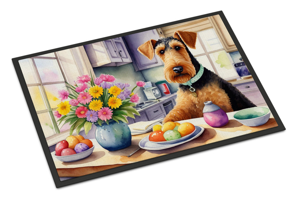 Decorating Easter Airedale Terrier Doormat Indoor Outdoor 24H X 36W Front Door Mat Rugs for Entryway, Non Slip Washable Low Pile,