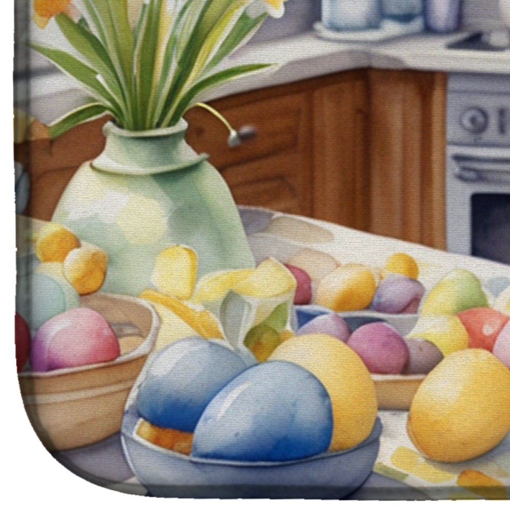 Decorating Easter Akita Dish Drying Mat Absorbent Dish Drying Mat Pad for Kitchen Counter Dish Drainer Mat for Countertop, 14 x 21", Multicolor