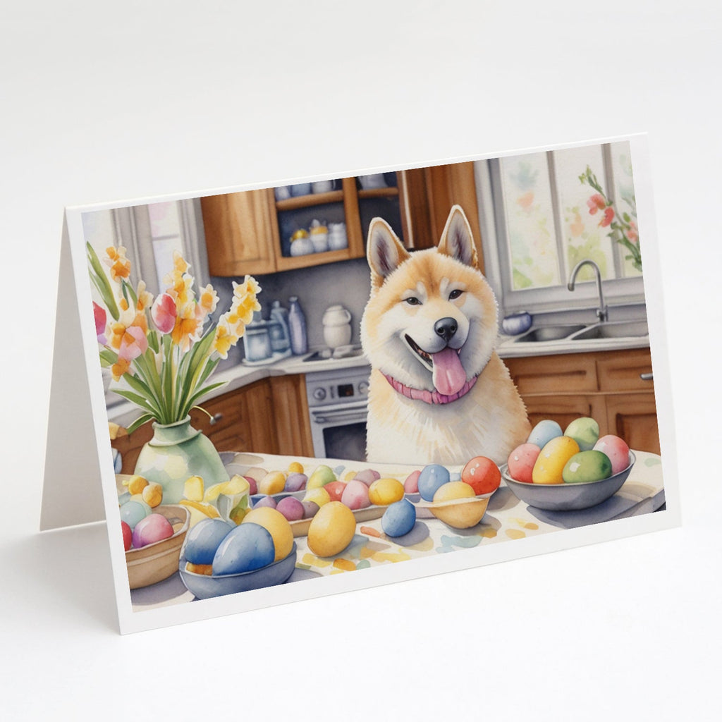 Decorating Easter Akita Greeting Cards Pack of 8 Blank Cards with Envelopes Whimsical A7 Size 5x7