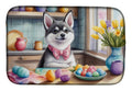 Decorating Easter Alaskan Klee Kai Dish Drying Mat Absorbent Dish Drying Mat Pad for Kitchen Counter Dish Drainer Mat for Countertop, 14 x 21", Multicolor