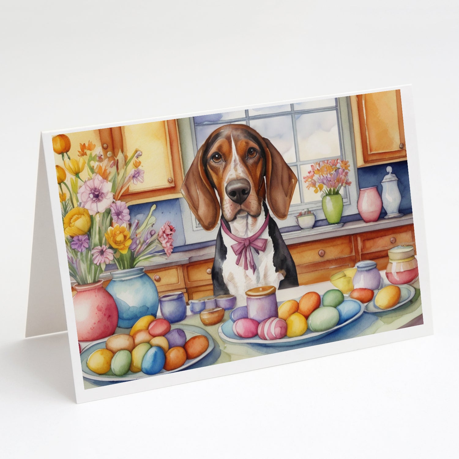 Decorating Easter American English Coonhound Greeting Cards Pack of 8 Blank Cards with Envelopes Whimsical A7 Size 5x7