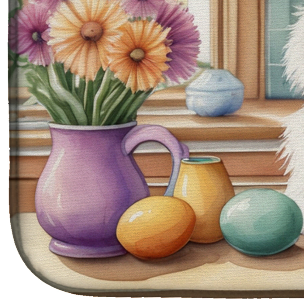 Decorating Easter American Eskimo Dish Drying Mat Absorbent Dish Drying Mat Pad for Kitchen Counter Dish Drainer Mat for Countertop, 14 x 21", Multicolor