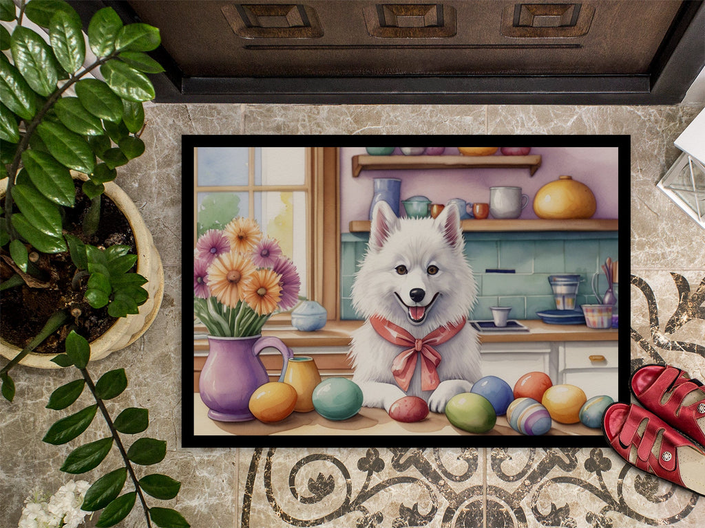 Decorating Easter American Eskimo Doormat Indoor Outdoor 24H X 36W Front Door Mat Rugs for Entryway, Non Slip Washable Low Pile,