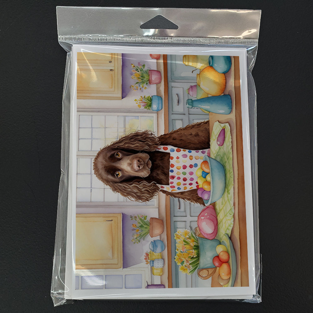 Decorating Easter American Water Spaniel Greeting Cards Pack of 8 Blank Cards with Envelopes Whimsical A7 Size 5x7