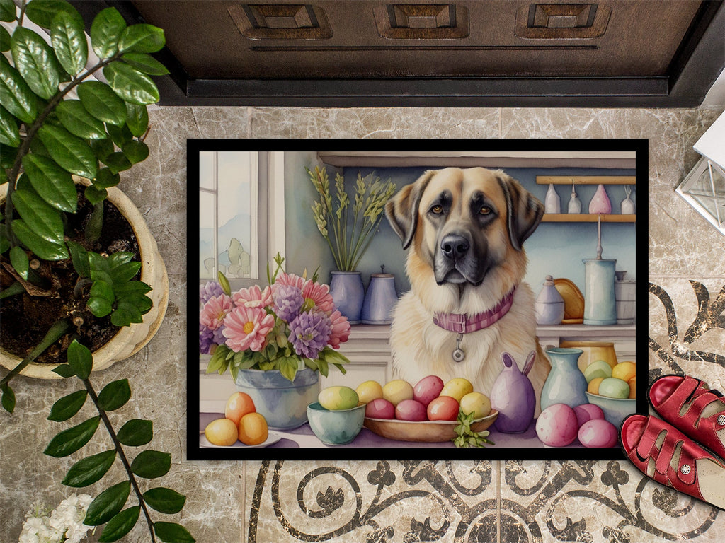 Decorating Easter Anatolian Shepherd Dog Doormat Indoor Outdoor 18H X 27W Front Door Mat Rugs for Entryway, Non Slip Washable