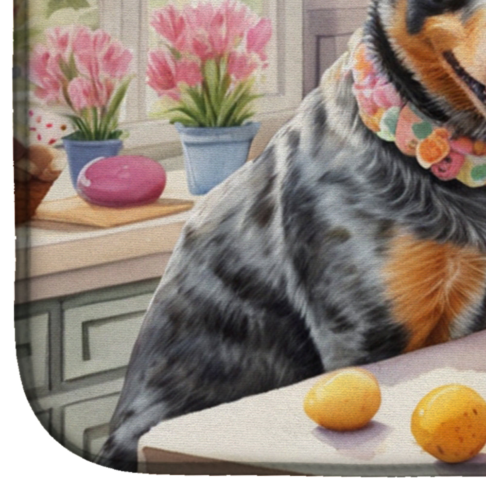 Decorating Easter Australian Cattle Dog Dish Drying Mat Absorbent Dish Drying Mat Pad for Kitchen Counter Dish Drainer Mat for Countertop, 14 x 21", Multicolor