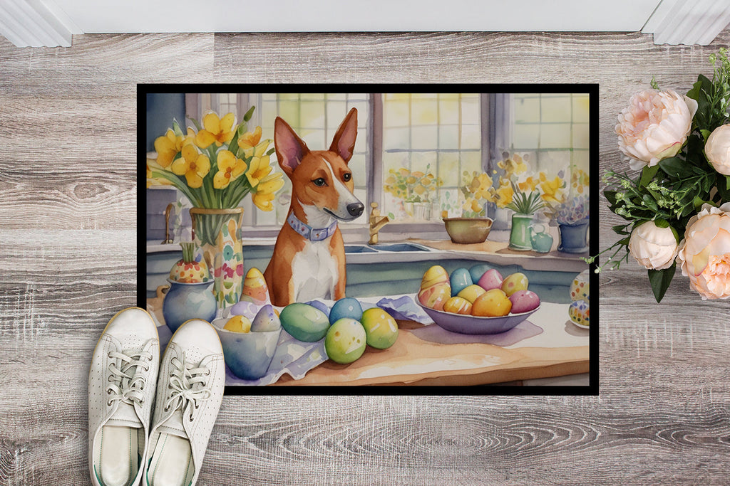 Decorating Easter Basenji Doormat Indoor Outdoor 24H X 36W Front Door Mat Rugs for Entryway, Non Slip Washable Low Pile,