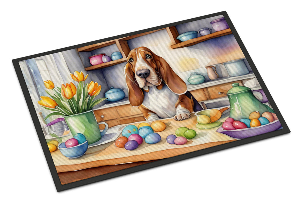 Decorating Easter Basset Hound Doormat Indoor Outdoor 24H X 36W Front Door Mat Rugs for Entryway, Non Slip Washable Low Pile,