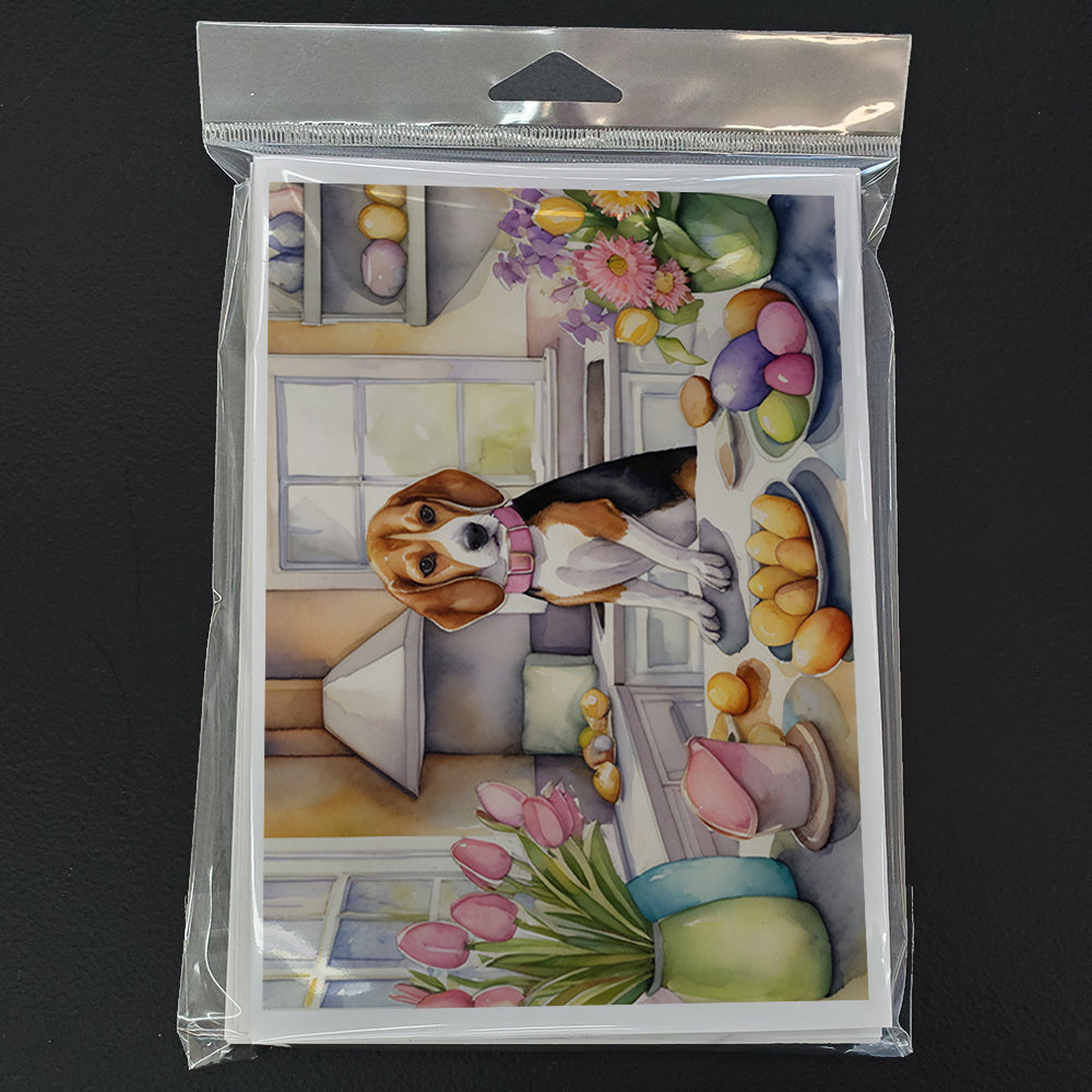Decorating Easter Beagle Greeting Cards Pack of 8 Blank Cards with Envelopes Whimsical A7 Size 5x7