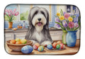 Decorating Easter Bearded Collie Dish Drying Mat Absorbent Dish Drying Mat Pad for Kitchen Counter Dish Drainer Mat for Countertop, 14 x 21", Multicolor