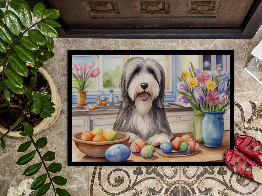 Decorating Easter Bearded Collie Doormat Indoor Outdoor 24H X 36W Front Door Mat Rugs for Entryway, Non Slip Washable Low Pile,