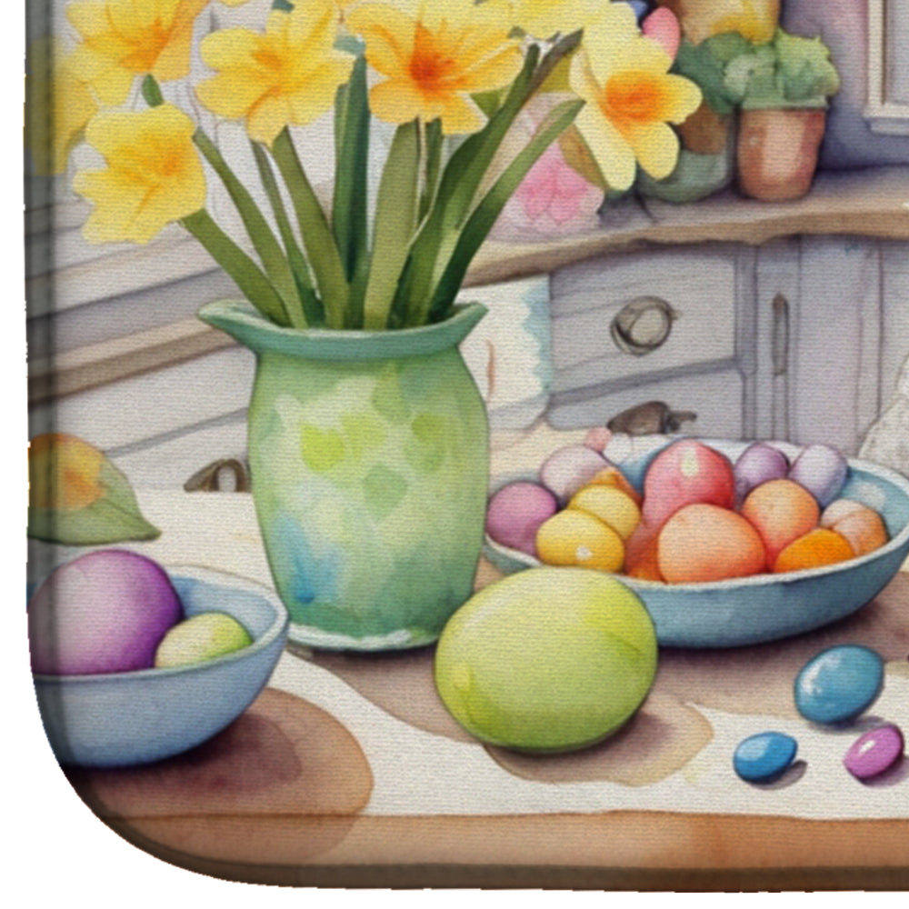 Decorating Easter Bedlington Terrier Dish Drying Mat Absorbent Dish Drying Mat Pad for Kitchen Counter Dish Drainer Mat for Countertop, 14 x 21", Multicolor