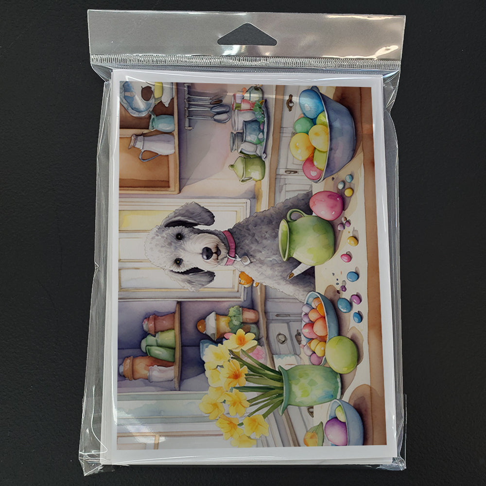 Decorating Easter Bedlington Terrier Greeting Cards Pack of 8 Blank Cards with Envelopes Whimsical A7 Size 5x7
