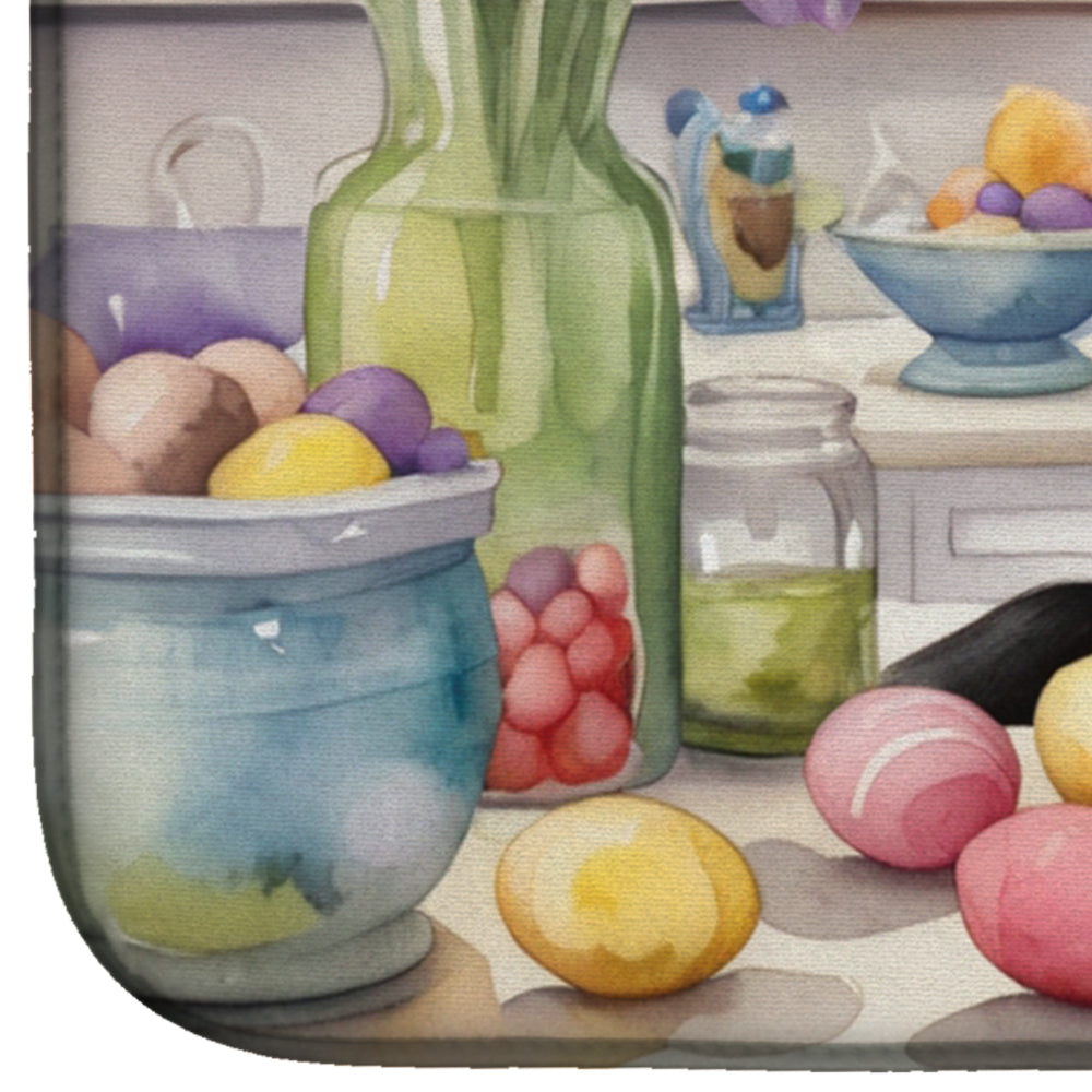 Decorating Easter Belgian Sheepdog Dish Drying Mat Absorbent Dish Drying Mat Pad for Kitchen Counter Dish Drainer Mat for Countertop, 14 x 21", Multicolor