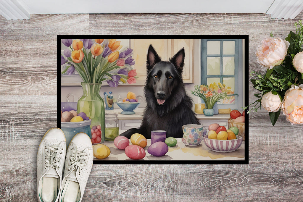 Decorating Easter Belgian Sheepdog Doormat Indoor Outdoor 18H X 27W Front Door Mat Rugs for Entryway, Non Slip Washable