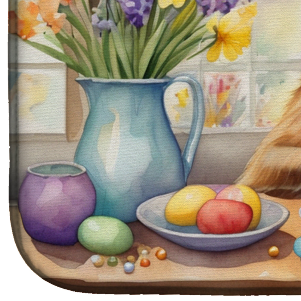 Decorating Easter Belgian Tervuren Dish Drying Mat Absorbent Dish Drying Mat Pad for Kitchen Counter Dish Drainer Mat for Countertop, 14 x 21", Multicolor
