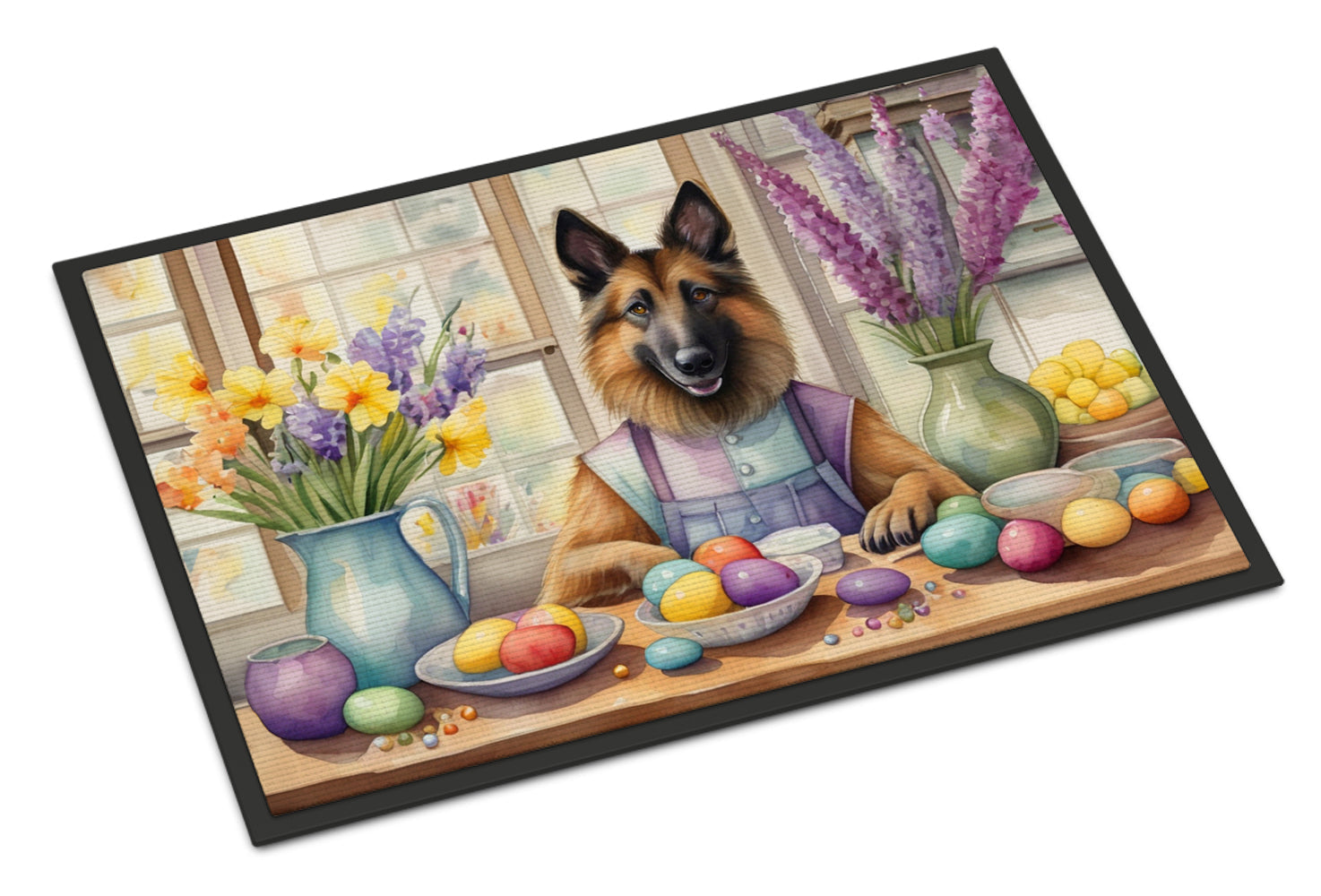 Decorating Easter Belgian Tervuren Doormat Indoor Outdoor 24H X 36W Front Door Mat Rugs for Entryway, Non Slip Washable Low Pile,