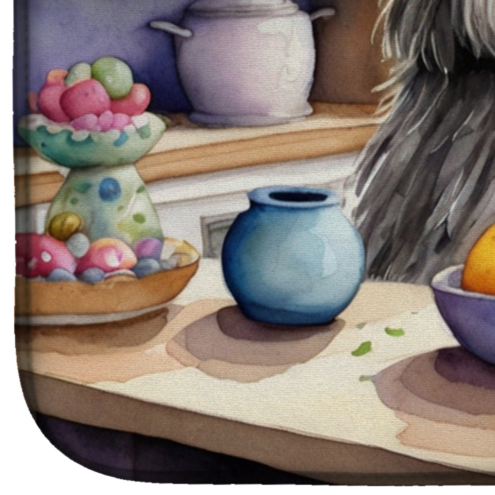 Decorating Easter Bergamasco Sheepdog Dish Drying Mat Absorbent Dish Drying Mat Pad for Kitchen Counter Dish Drainer Mat for Countertop, 14 x 21", Multicolor