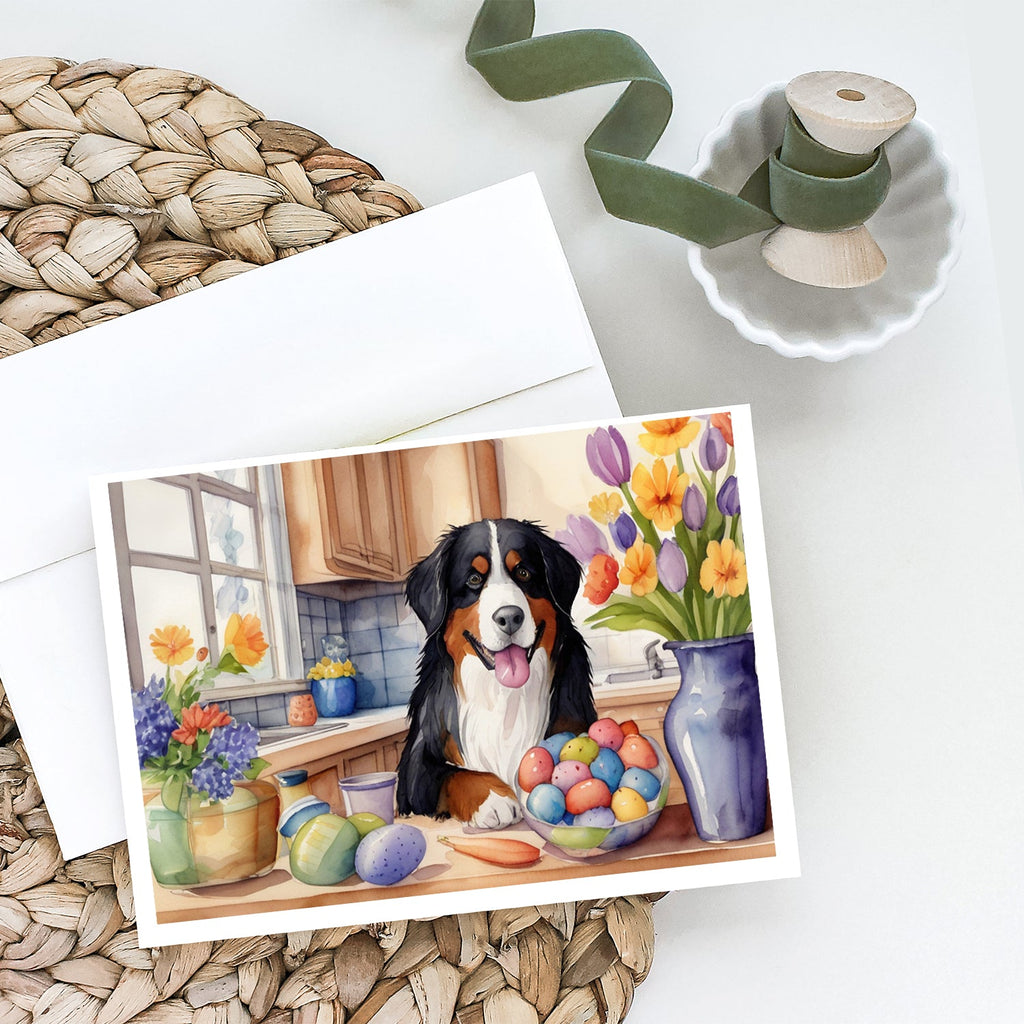 Decorating Easter Bernese Mountain Dog Greeting Cards Pack of 8 Blank Cards with Envelopes Whimsical A7 Size 5x7