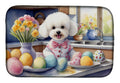 Decorating Easter Bichon Frise Dish Drying Mat Absorbent Dish Drying Mat Pad for Kitchen Counter Dish Drainer Mat for Countertop, 14 x 21", Multicolor