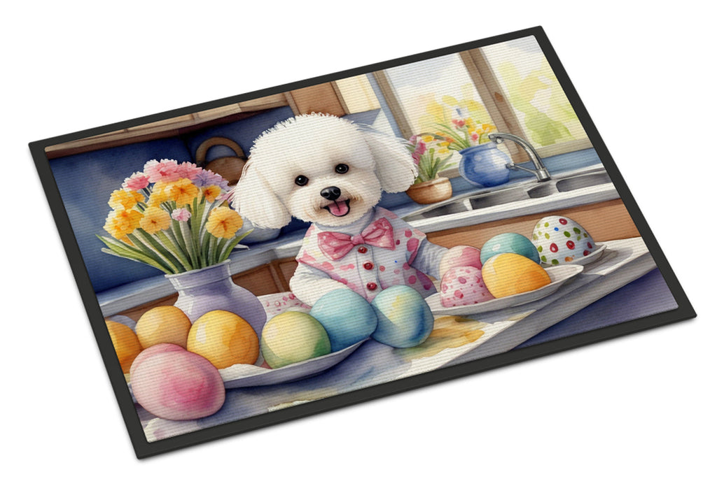 Decorating Easter Bichon Frise Doormat Indoor Outdoor 24H X 36W Front Door Mat Rugs for Entryway, Non Slip Washable Low Pile,