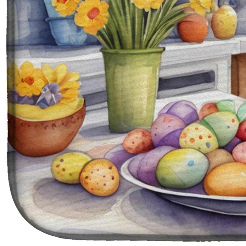 Decorating Easter Black and Tan Coonhound Dish Drying Mat Absorbent Dish Drying Mat Pad for Kitchen Counter Dish Drainer Mat for Countertop, 14 x 21", Multicolor