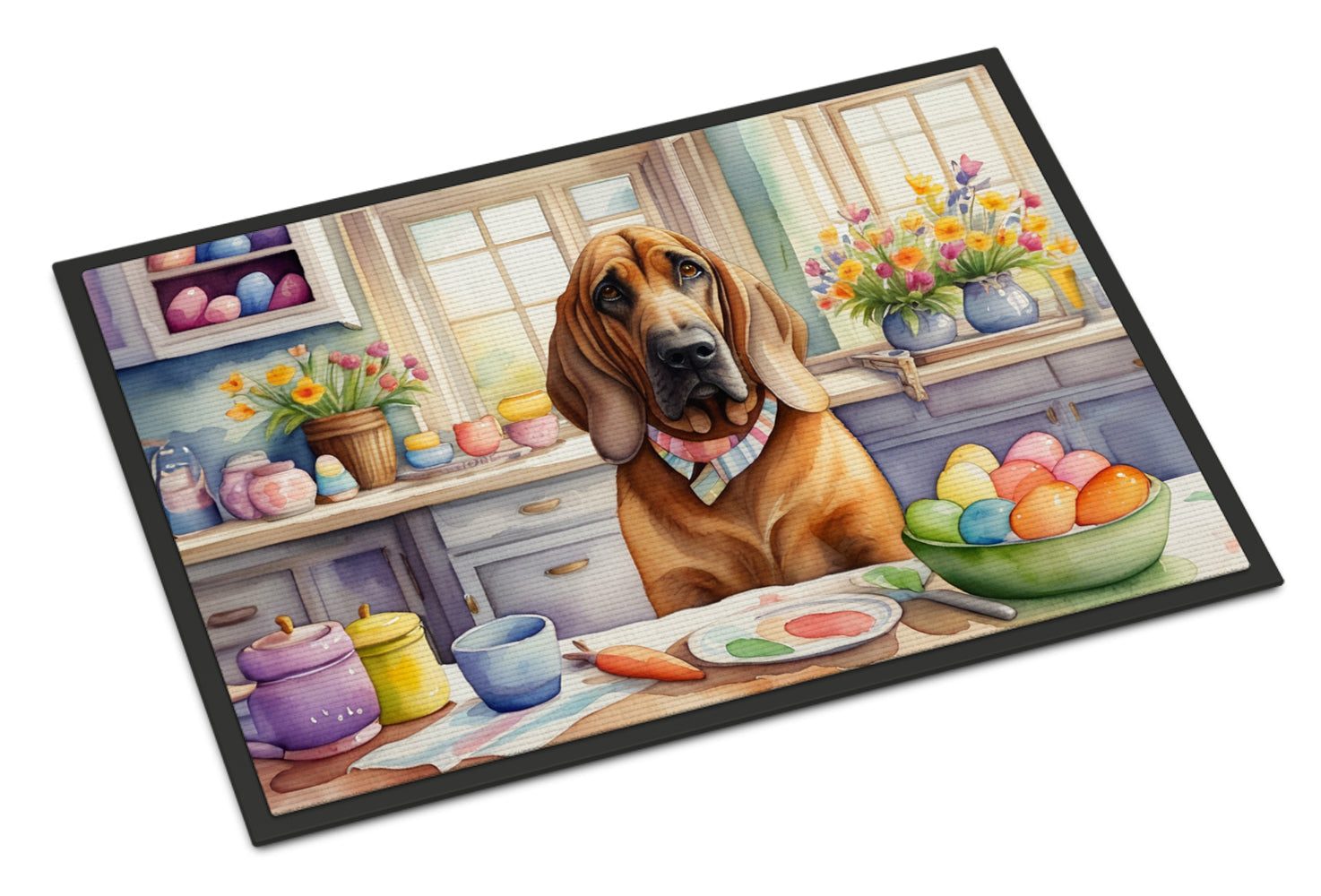 Decorating Easter Bloodhound Doormat Indoor Outdoor 18H X 27W Front Door Mat Rugs for Entryway, Non Slip Washable