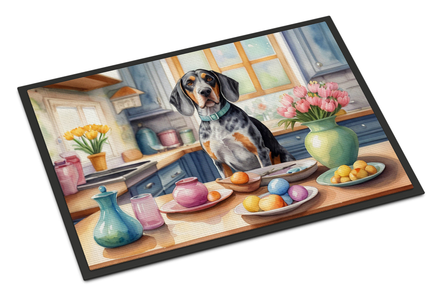 Decorating Easter Bluetick Coonhound Doormat Indoor Outdoor 24H X 36W Front Door Mat Rugs for Entryway, Non Slip Washable Low Pile,