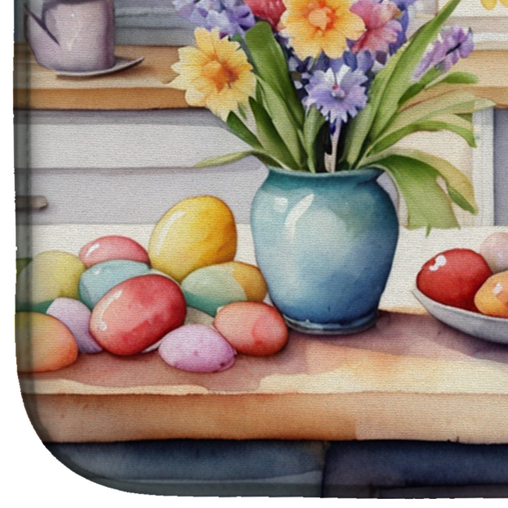 Decorating Easter Border Collie Dish Drying Mat Absorbent Dish Drying Mat Pad for Kitchen Counter Dish Drainer Mat for Countertop, 14 x 21", Multicolor