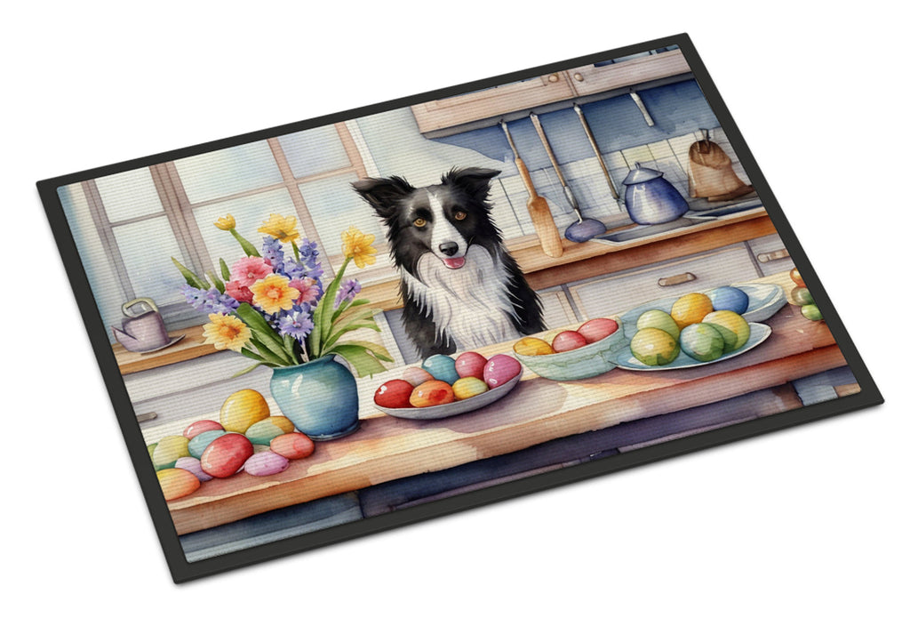 Decorating Easter Border Collie Doormat Indoor Outdoor 24H X 36W Front Door Mat Rugs for Entryway, Non Slip Washable Low Pile,