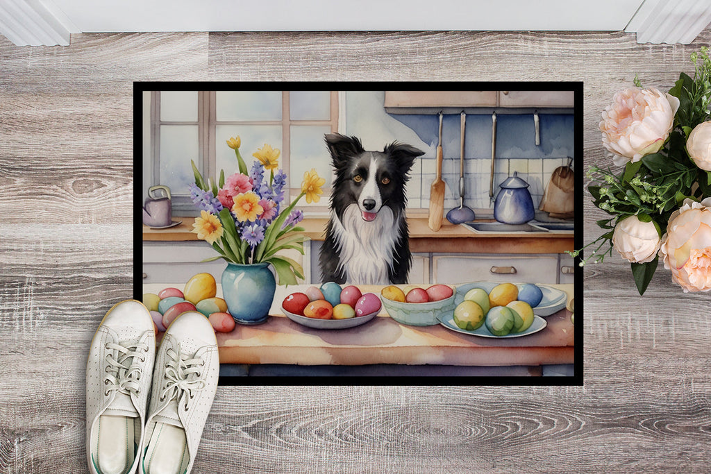 Decorating Easter Border Collie Doormat Indoor Outdoor 24H X 36W Front Door Mat Rugs for Entryway, Non Slip Washable Low Pile,