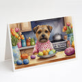 Decorating Easter Border Terrier Greeting Cards Pack of 8 Blank Cards with Envelopes Whimsical A7 Size 5x7