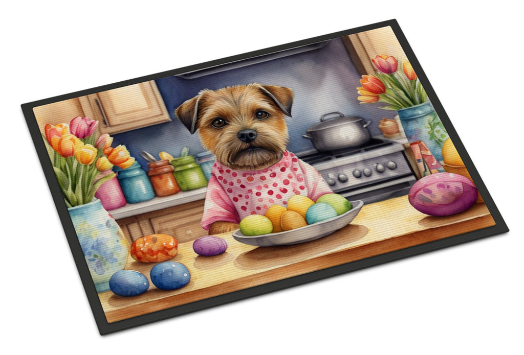Decorating Easter Border Terrier Doormat Indoor Outdoor 24H X 36W Front Door Mat Rugs for Entryway, Non Slip Washable Low Pile,