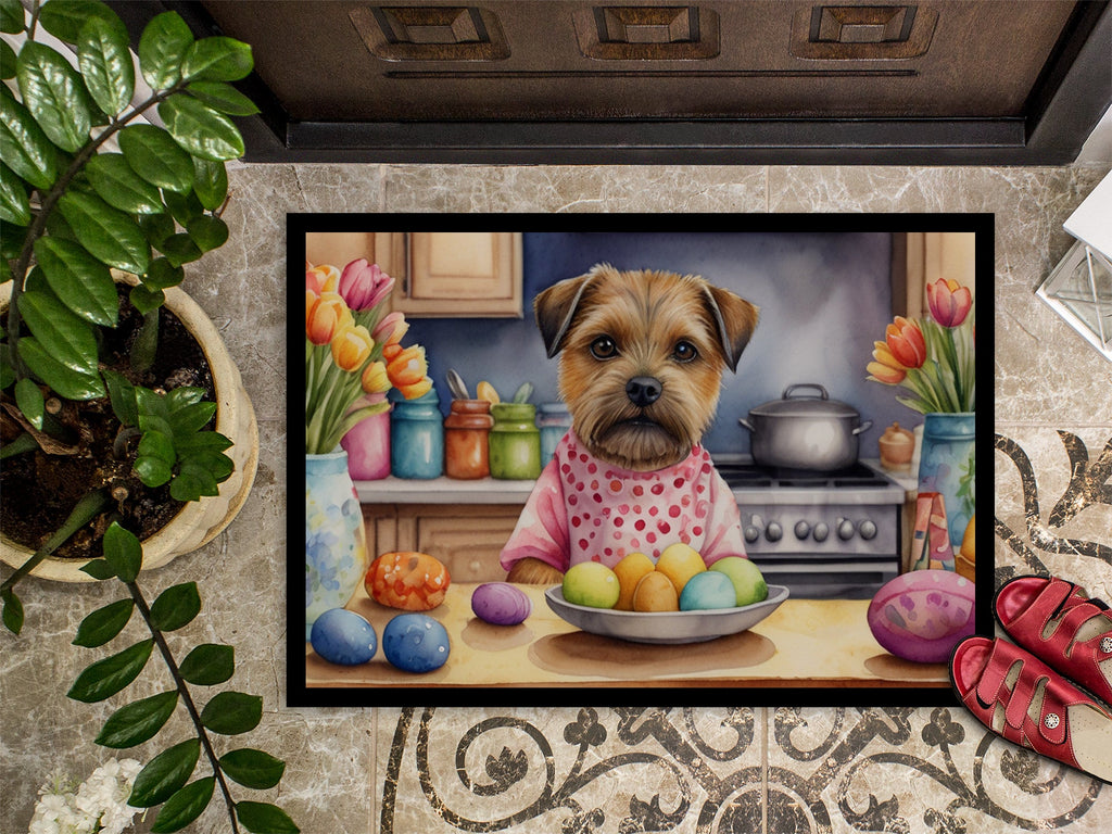 Decorating Easter Border Terrier Doormat Indoor Outdoor 24H X 36W Front Door Mat Rugs for Entryway, Non Slip Washable Low Pile,