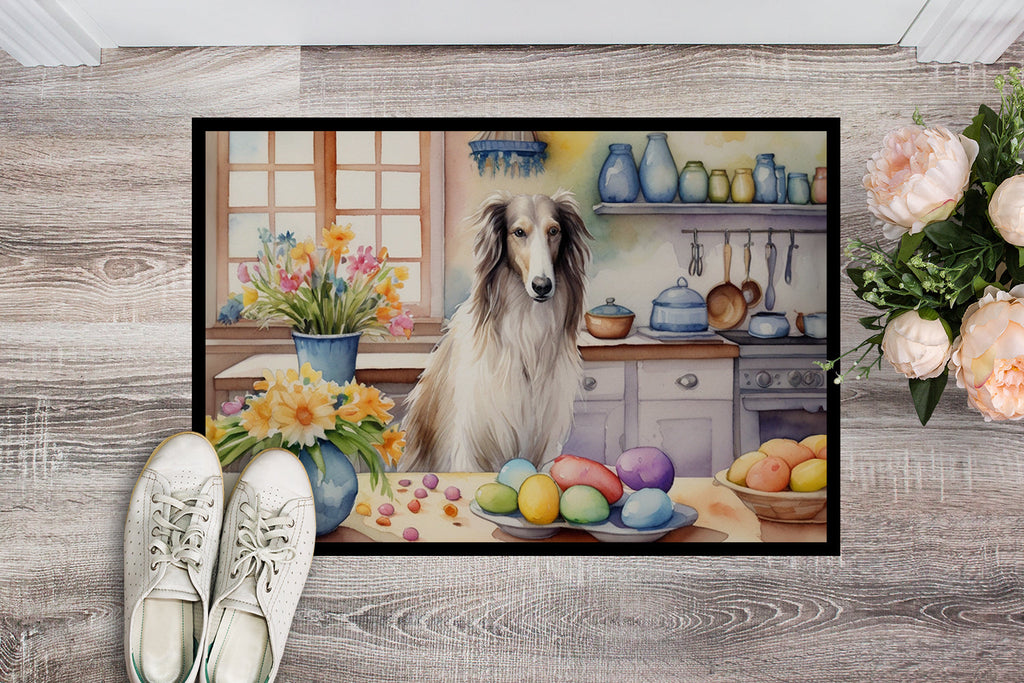 Decorating Easter Borzoi Doormat Indoor Outdoor 18H X 27W Front Door Mat Rugs for Entryway, Non Slip Washable