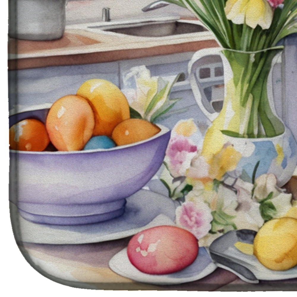 Decorating Easter Borzoi Dish Drying Mat Absorbent Dish Drying Mat Pad for Kitchen Counter Dish Drainer Mat for Countertop, 14 x 21", Multicolor