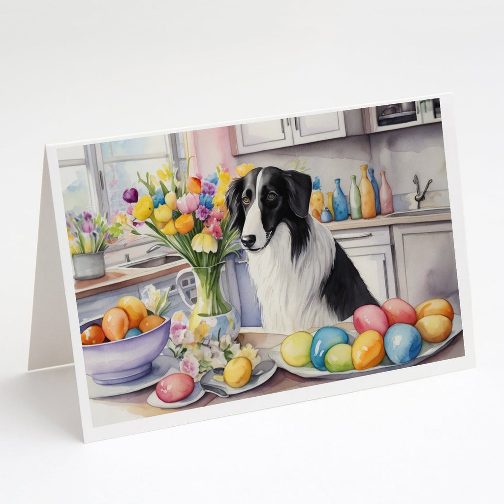 Decorating Easter Borzoi Greeting Cards Pack of 8 Blank Cards with Envelopes Whimsical A7 Size 5x7