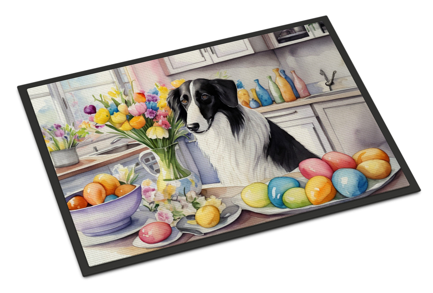 Decorating Easter Borzoi Doormat Indoor Outdoor 24H X 36W Front Door Mat Rugs for Entryway, Non Slip Washable Low Pile,