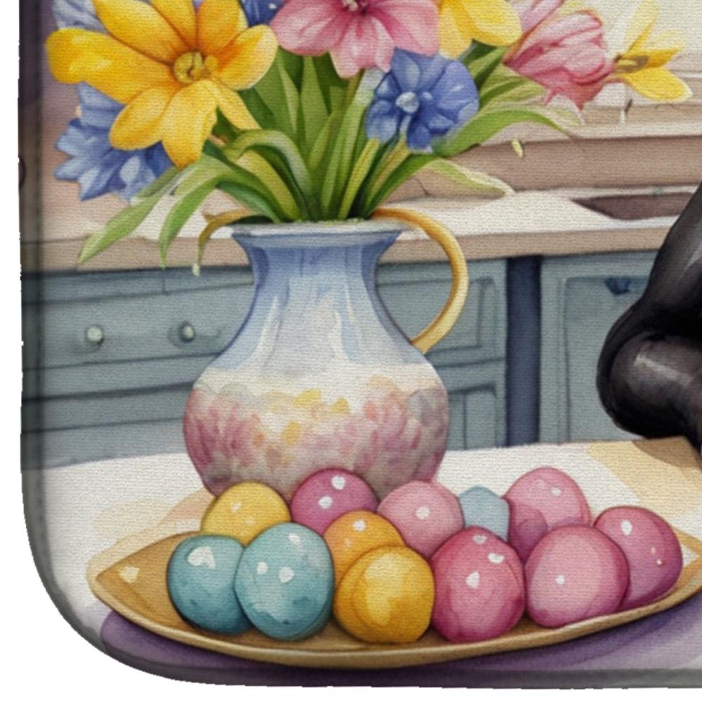Decorating Easter Boston Terrier Dish Drying Mat Absorbent Dish Drying Mat Pad for Kitchen Counter Dish Drainer Mat for Countertop, 14 x 21", Multicolor