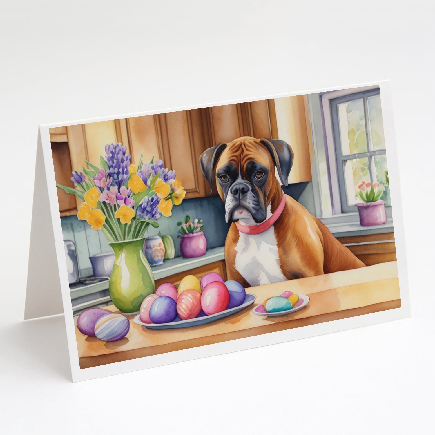 Decorating Easter Boxer Greeting Cards Pack of 8 Blank Cards with Envelopes Whimsical A7 Size 5x7