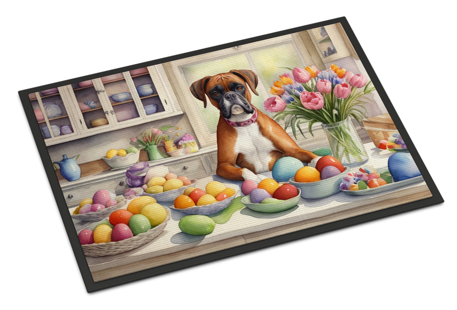 Decorating Easter Boxer Doormat Indoor Outdoor 24H X 36W Front Door Mat Rugs for Entryway, Non Slip Washable Low Pile,
