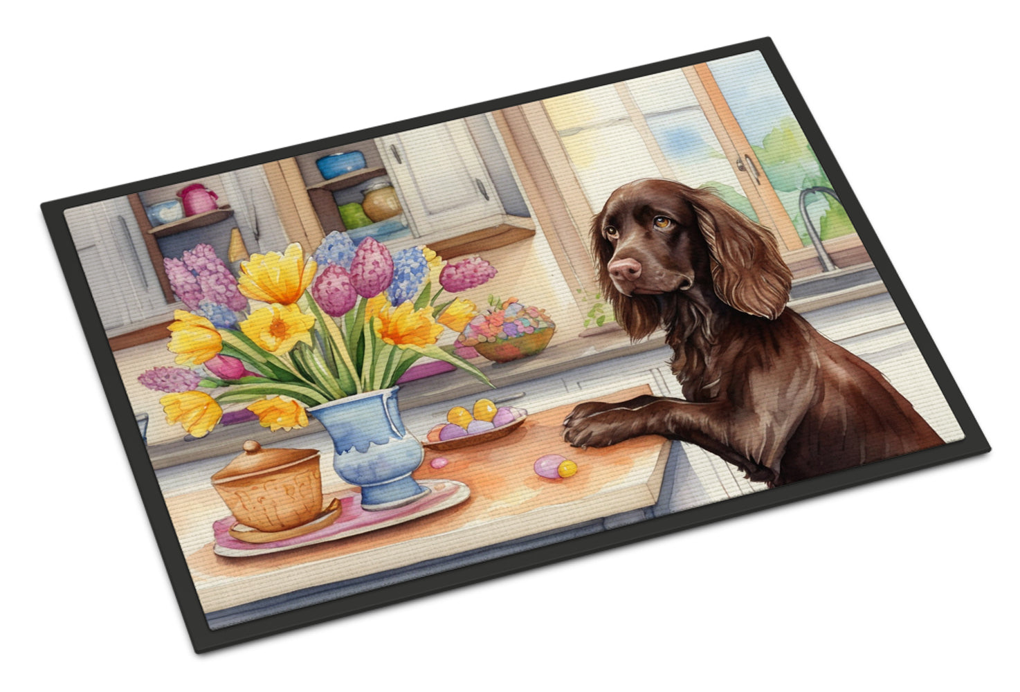 Decorating Easter Boykin Spaniel Doormat Indoor Outdoor 18H X 27W Front Door Mat Rugs for Entryway, Non Slip Washable