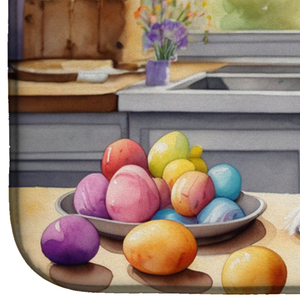 Decorating Easter Brittany Spaniel Dish Drying Mat Absorbent Dish Drying Mat Pad for Kitchen Counter Dish Drainer Mat for Countertop, 14 x 21", Multicolor