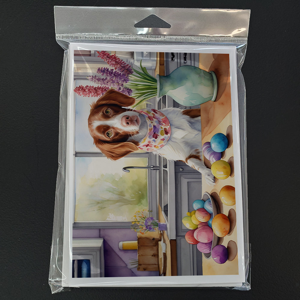Decorating Easter Brittany Spaniel Greeting Cards Pack of 8 Blank Cards with Envelopes Whimsical A7 Size 5x7