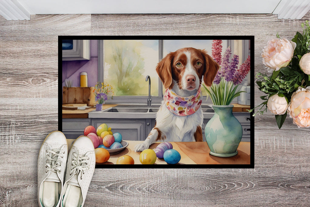Decorating Easter Brittany Spaniel Doormat Indoor Outdoor 24H X 36W Front Door Mat Rugs for Entryway, Non Slip Washable Low Pile,