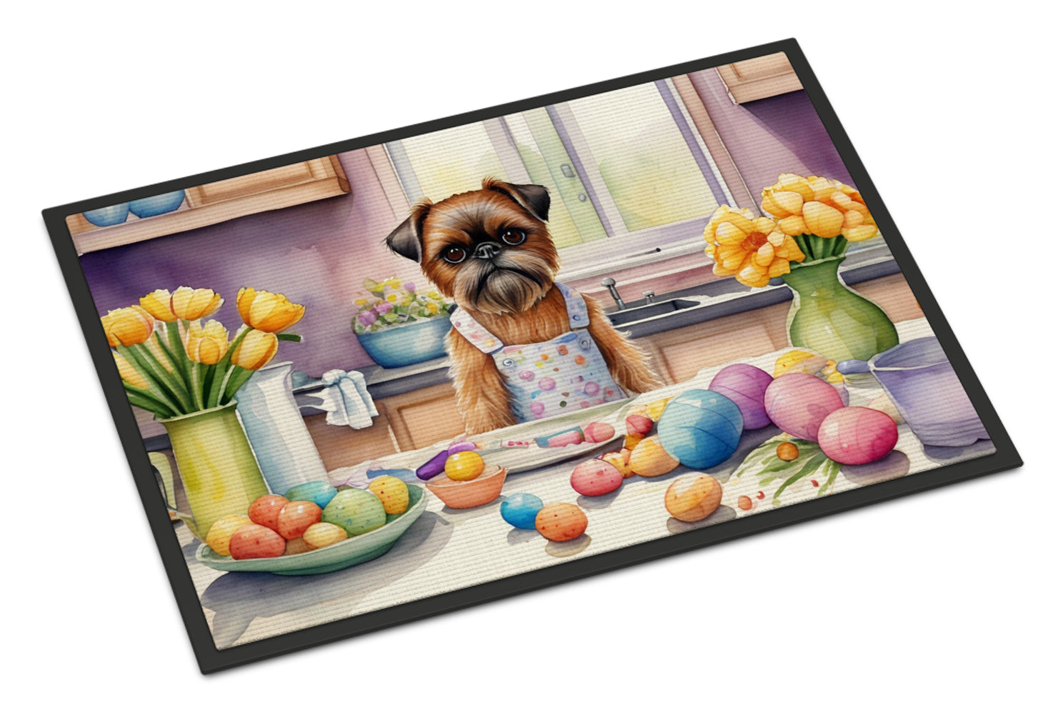 Decorating Easter Brussels Griffon Doormat Indoor Outdoor 18H X 27W Front Door Mat Rugs for Entryway, Non Slip Washable
