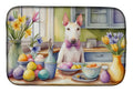 Decorating Easter Bull Terrier Dish Drying Mat Absorbent Dish Drying Mat Pad for Kitchen Counter Dish Drainer Mat for Countertop, 14 x 21", Multicolor