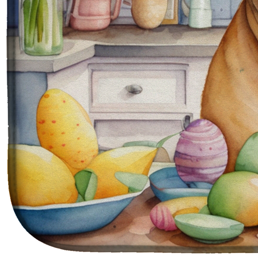 Decorating Easter Bullmastiff Dish Drying Mat Absorbent Dish Drying Mat Pad for Kitchen Counter Dish Drainer Mat for Countertop, 14 x 21", Multicolor