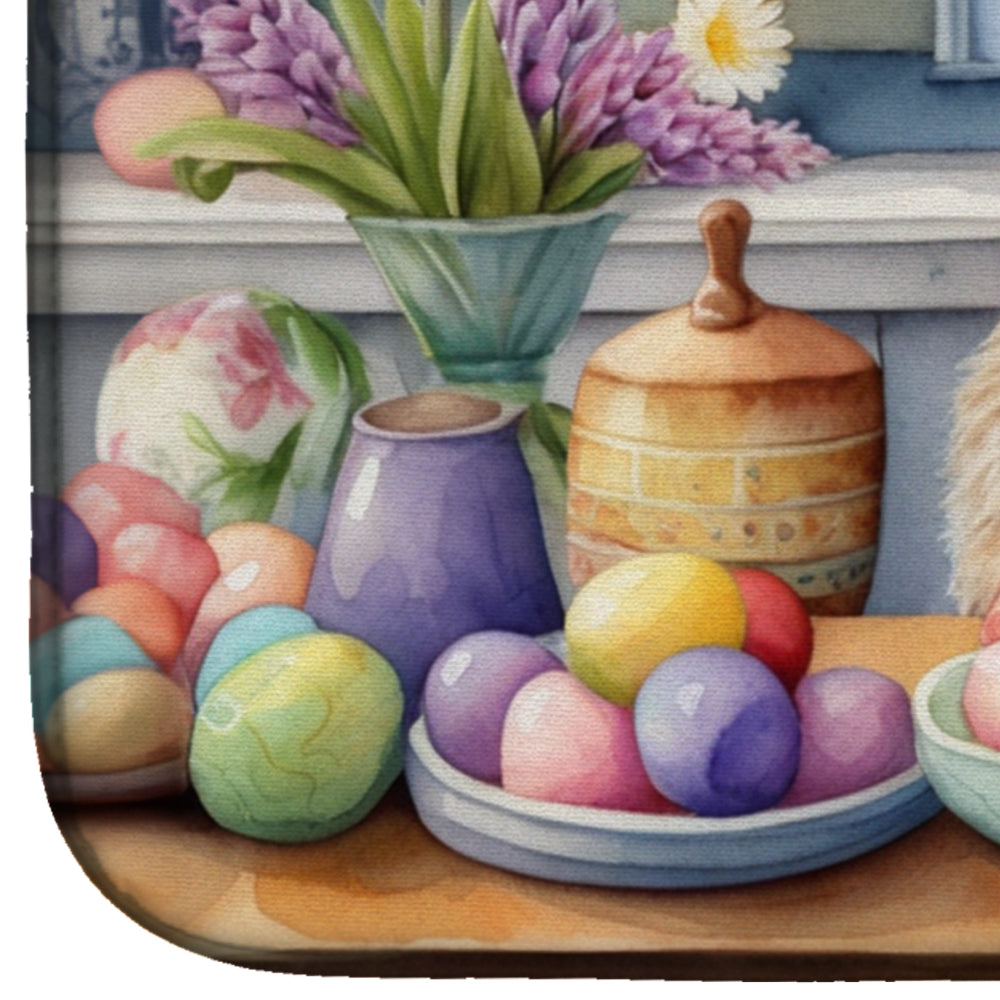 Decorating Easter Cairn Terrier Dish Drying Mat Absorbent Dish Drying Mat Pad for Kitchen Counter Dish Drainer Mat for Countertop, 14 x 21", Multicolor